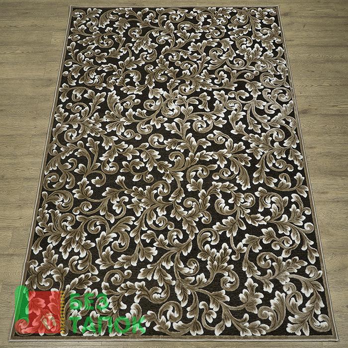 Ковер, Шенилл, 28010-24388, Растительный, Бежевый Коричневый Кофейный